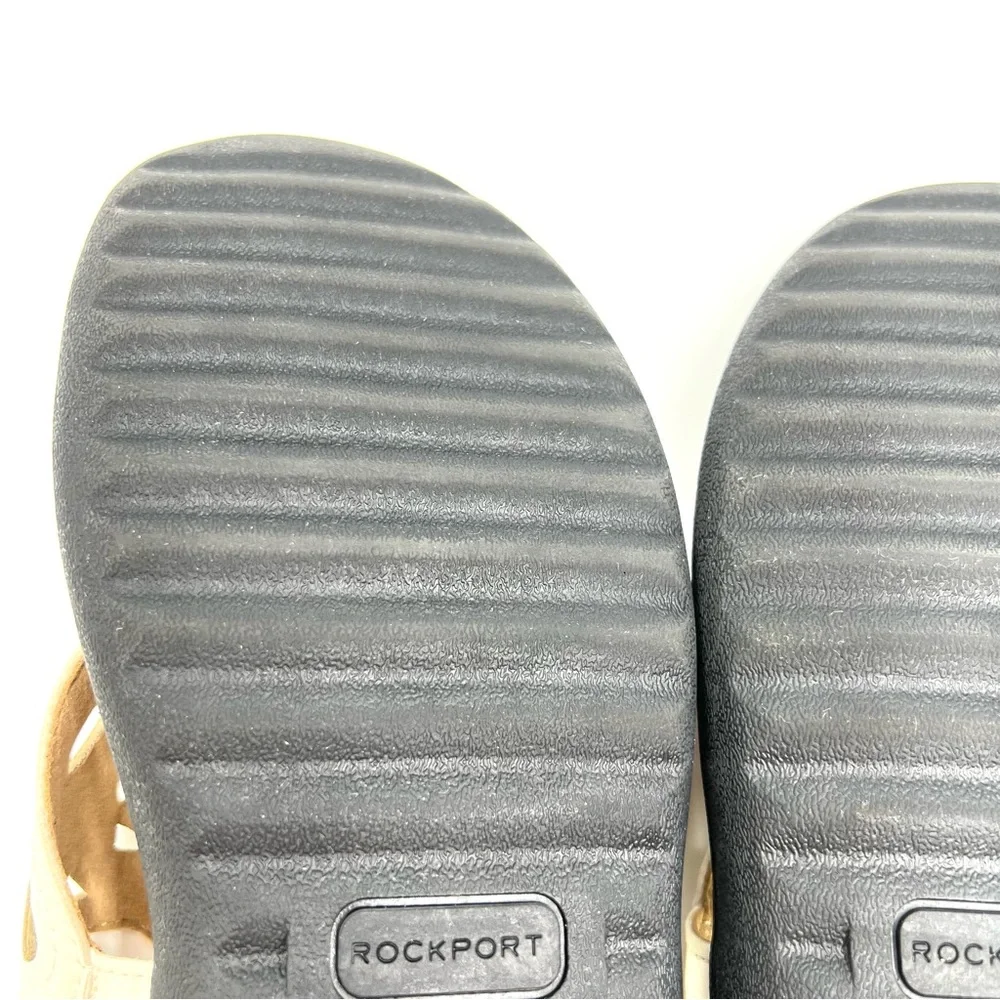 Rockport Womens Size 7 Ridge Sling Ivory‎ White Cutout Summer Sandals Shoes